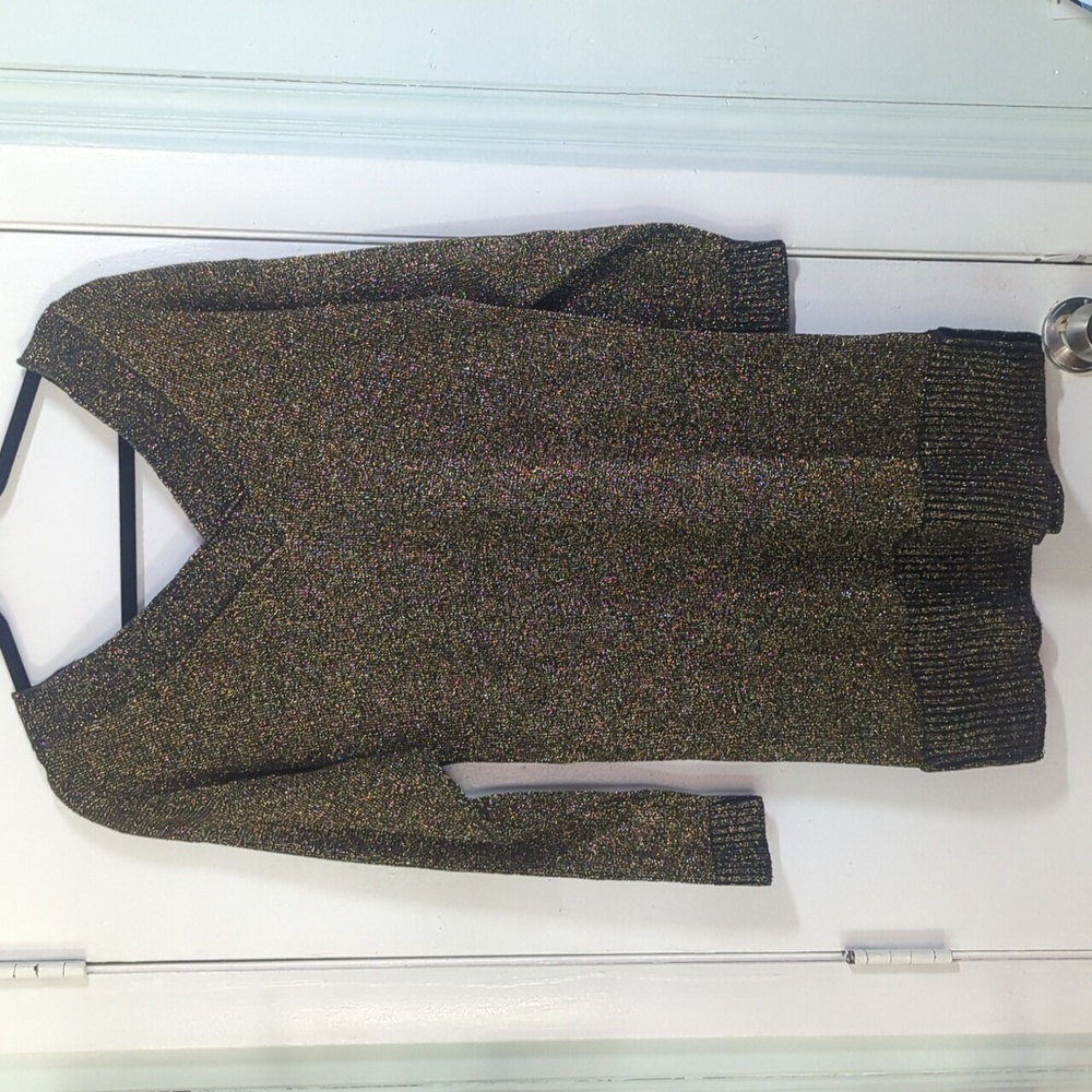 EUC Vintage 90s Y2K Golden Glitter Tantos Sweater Dress sz S Unbelievable! - Picture 2 of 5